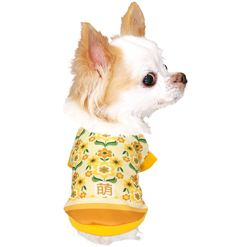 【犬服 犬 服 犬の服 名入れ 春服 夏服用 秋服 冬服用】愛犬のお名前入り レトロフラワー【ドッグウェア 昭和レトロ 花柄 おしゃれ ペット ダックス トイプードル チワワ タムベディ】(S/3/RI/H/)