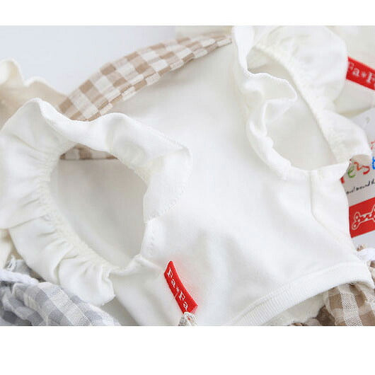 【犬 夏服 犬の服 春服用】リボンチェックワンピース【ドッグウェア ロープ 襟付き 丸襟 リボン ドッグ ペット ダックス トイプードル チワワ タムベディキュート ポメラニアン】[CN]