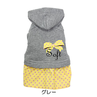 【犬服 犬 服 犬の服 名入れ】愛犬のお名前入り リボンガールワンピース【ドッグウェア ペット 水玉 女の子 トイプードル チワワ ダックス かわいい パグ タムベディ】(L/)