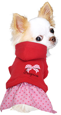 【犬服 犬 服 犬の服 名入れ】愛犬のお名前入り リボンガールワンピース【ドッグウェア ペット 水玉 女の子 トイプードル チワワ ダックス かわいい パグ タムベディ】(L/)