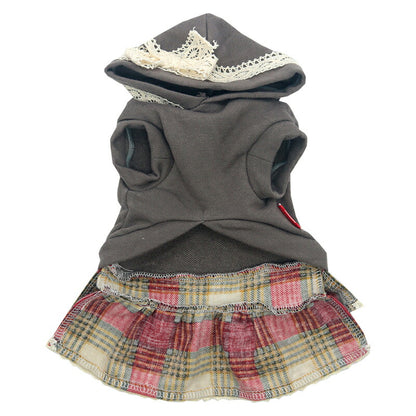 【犬服 犬 服 犬の服 秋服 冬服用】愛犬のお名前入り リボンレースワンピース【フード 日本製 飾り 2段フリルドッグ ペット ウェア ダックス トイプードル チワワ タムベディきれい パピヨン】[GI](O/F/W/L/)