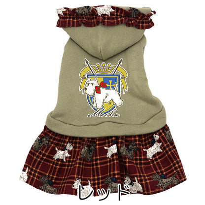 【犬服 犬 服 犬の服 名入れ 秋服 冬服用】愛犬のお名前入り リボンテリアワンピース【フリル コーデュロイ 犬柄 トレーナードッグ ペット ウェア ダックス トイプードル チワワ タムベディきれい マルチーズ】(O/F/L/)
