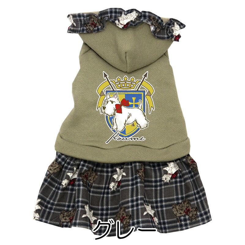 【犬服 犬 服 犬の服 名入れ 秋服 冬服用】愛犬のお名前入り リボンテリアワンピース【フリル コーデュロイ 犬柄 トレーナードッグ ペット ウェア ダックス トイプードル チワワ タムベディきれい マルチーズ】(O/F/L/)