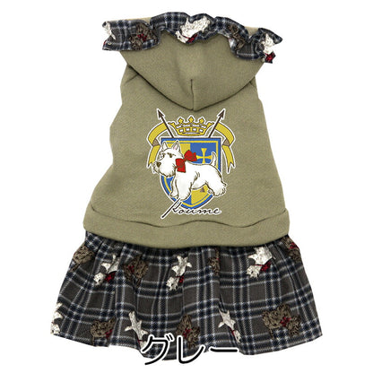 【犬服 犬 服 犬の服 名入れ 秋服 冬服用】愛犬のお名前入り リボンテリアワンピース【フリル コーデュロイ 犬柄 トレーナードッグ ペット ウェア ダックス トイプードル チワワ タムベディきれい マルチーズ】(O/F/L/)