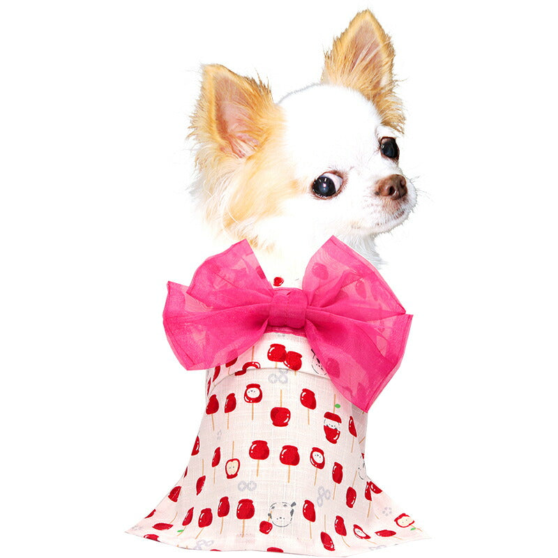 【犬服 犬 服 犬の服　春服 夏服用】りんご飴浴衣 ゆかた 《名入れ可能》《コサージュ別売》【日本製 夏祭り 和柄 花火大会 インスタ映え 七五三 金魚ドッグ ペット ウェア ダックス トイプードル チワワ タムベディ キュート パグ】