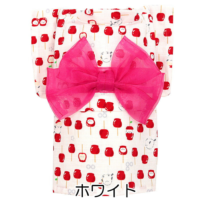 【犬服 犬 服 犬の服　春服 夏服用】りんご飴浴衣 ゆかた 《名入れ可能》《コサージュ別売》【日本製 夏祭り 和柄 花火大会 インスタ映え 七五三 金魚ドッグ ペット ウェア ダックス トイプードル チワワ タムベディ キュート パグ】