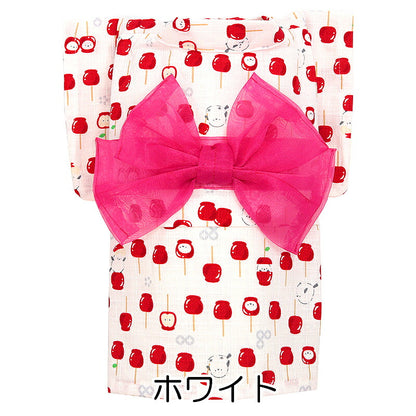 【犬服 犬 服 犬の服　春服 夏服用】りんご飴浴衣 ゆかた 《名入れ可能》《コサージュ別売》【日本製 夏祭り 和柄 花火大会 インスタ映え 七五三 金魚ドッグ ペット ウェア ダックス トイプードル チワワ タムベディ キュート パグ】