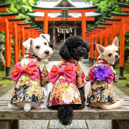 【犬服 着物 犬 服 犬の服 秋服 冬服用】艶やか晴れ着 凛花(りんか)《名入れ可能》《コサージュ別売》【日本製 和柄 正月 年賀状 初詣 花柄 ドッグ ペット ウェア ダックス トイプードル チワワ タムベディ セール】