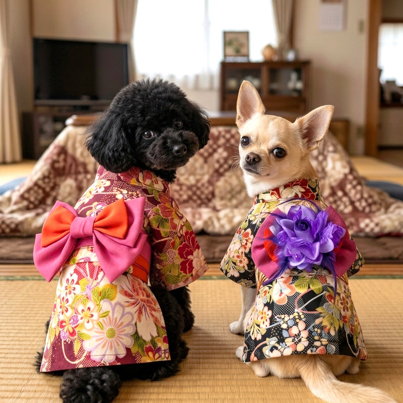 【犬服 着物 犬 服 犬の服 秋服 冬服用】艶やか晴れ着 凛花(りんか)《名入れ可能》《コサージュ別売》【日本製 和柄 正月 年賀状 初詣 花柄 ドッグ ペット ウェア ダックス トイプードル チワワ タムベディ セール】