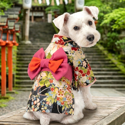 【犬服 着物 犬 服 犬の服 秋服 冬服用】艶やか晴れ着 凛花(りんか)《名入れ可能》《コサージュ別売》【日本製 和柄 正月 年賀状 初詣 花柄 ドッグ ペット ウェア ダックス トイプードル チワワ タムベディ セール】