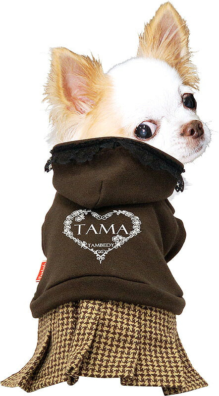 【犬服 犬 服 犬の服 名入れ 秋服 冬服用】愛犬のお名前入り ローズハートワンピース【ドッグウェア バラ レース 千鳥格子 パーカー アウトレット ダックス トイプードル チワワ タムベディ】(L/)