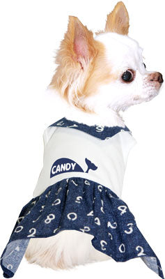 【犬服 犬 服 犬の服 名入れ】愛犬のお名前入り サマーホエール ワンピース【ドッグウェア 夏 くじら 女の子 ダックス トイプードル チワワ おしゃれ 柴犬 タムベディ】(H/)