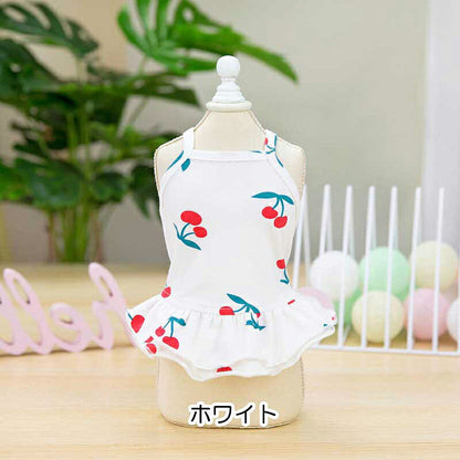 【犬 夏服 犬の服 春服用】さくらんぼの2段キャミワンピース【ドッグウェア ペット チェリー アウトレット ダックス トイプードル チワワ 服 タムベディ かわいい パピヨン】[CN]