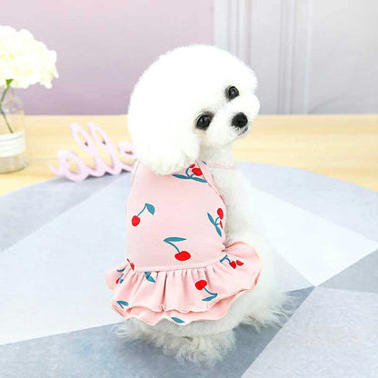【犬 夏服 犬の服 春服用】さくらんぼの2段キャミワンピース【ドッグウェア ペット チェリー アウトレット ダックス トイプードル チワワ 服 タムベディ かわいい パピヨン】[CN]