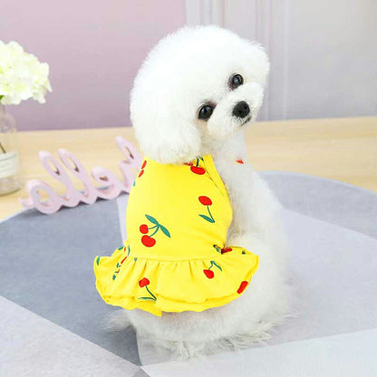 【犬 夏服 犬の服 春服用】さくらんぼの2段キャミワンピース【ドッグウェア ペット チェリー アウトレット ダックス トイプードル チワワ 服 タムベディ かわいい パピヨン】[CN]