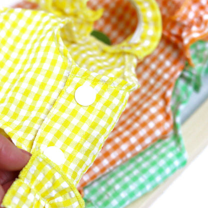 【犬 夏服 犬の服 春服用】さくらんぼガールワンピース【ドッグウェア チェリー 前開き チェック フリル ペット ダックス トイプードル チワワ タムベディかわいい ポメラニアン】[CN]
