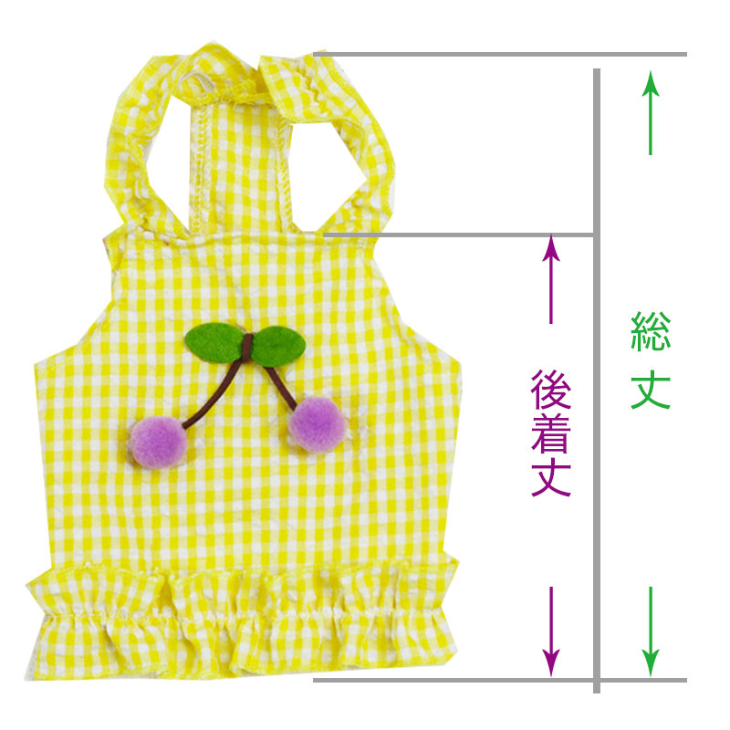 【犬 夏服 犬の服 春服用】さくらんぼガールワンピース【ドッグウェア チェリー 前開き チェック フリル ペット ダックス トイプードル チワワ タムベディかわいい ポメラニアン】[CN]