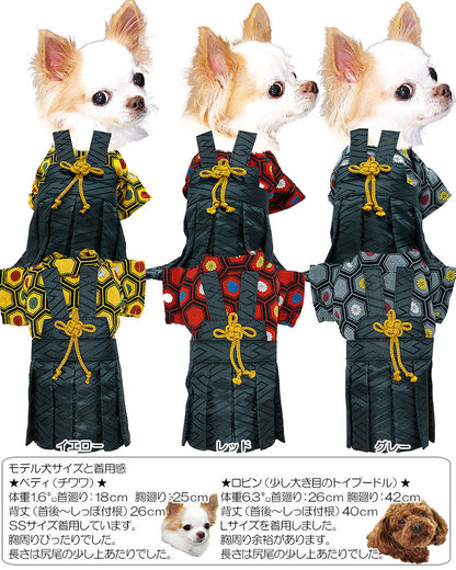 【犬 着物 犬の服】男振り袴(はかま)三光《名入れ可能》【男の子 ドッグウェア ペット 正月 七五三 ダックス トイプードル チワワ タムベディ かっこいい パグ 着せやすい】