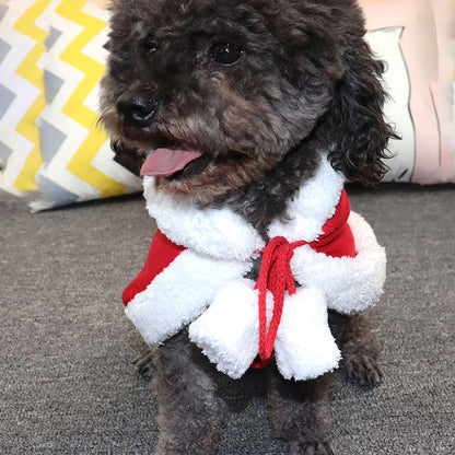 【犬服 犬 服 犬の服 秋服 冬服用】サンタケープ【クリスマス コスチューム マント ボンボンドッグ ペット ウェア ダックス トイプードル チワワ タムベディ 楽しい シーズー】[CN][GI]