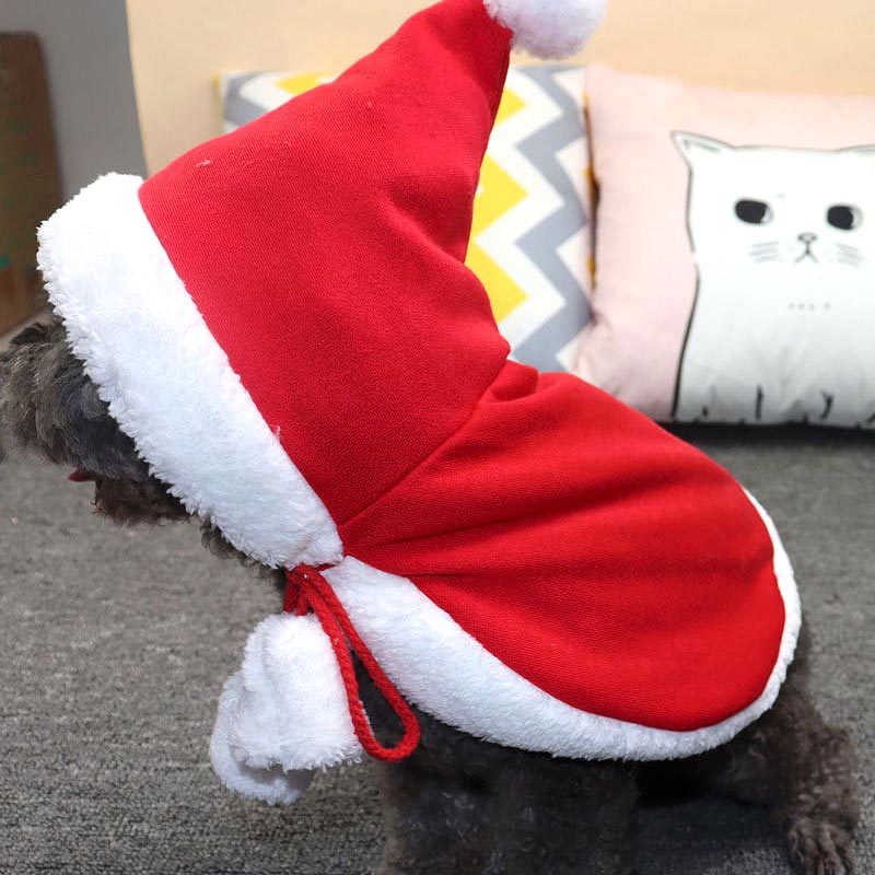【犬服 犬 服 犬の服 秋服 冬服用】サンタケープ【クリスマス コスチューム マント ボンボンドッグ ペット ウェア ダックス トイプードル チワワ タムベディ 楽しい シーズー】[CN][GI]