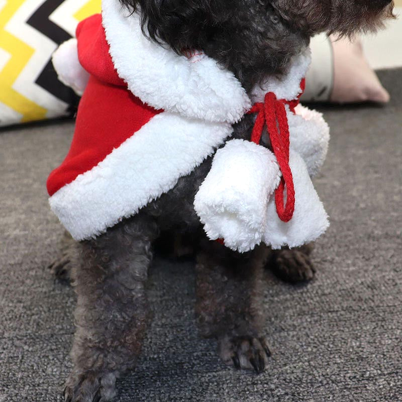 【犬服 犬 服 犬の服 秋服 冬服用】サンタケープ【クリスマス コスチューム マント ボンボンドッグ ペット ウェア ダックス トイプードル チワワ タムベディ 楽しい シーズー】[CN][GI]