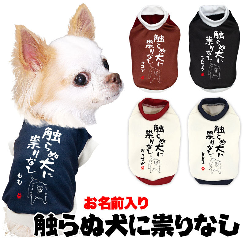 【犬服 犬 服 犬の服 名入れ 秋服 冬服用】愛犬のお名前入り 触らぬ犬に祟りなし【ドッグウェア ことわざ ダックス トイプードル チワワ タムベディおもしろい】(S/3/RI/H/)