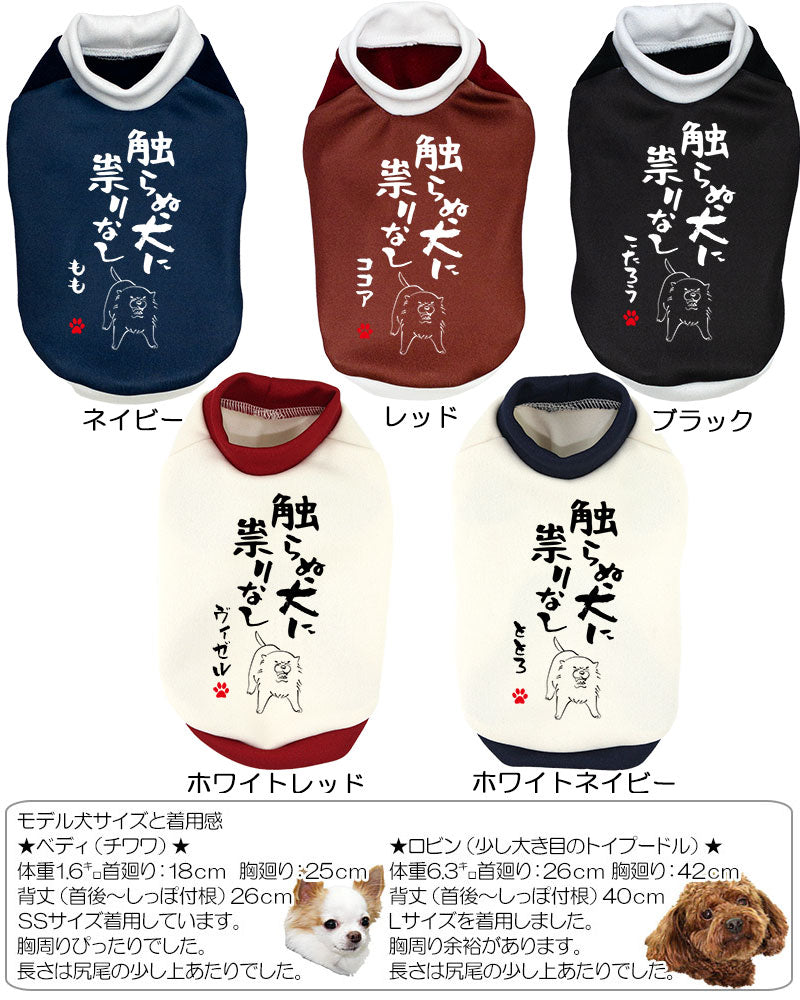 【犬服 犬 服 犬の服 名入れ 秋服 冬服用】愛犬のお名前入り 触らぬ犬に祟りなし【ドッグウェア ことわざ ダックス トイプードル チワワ タムベディおもしろい】(S/3/RI/H/)