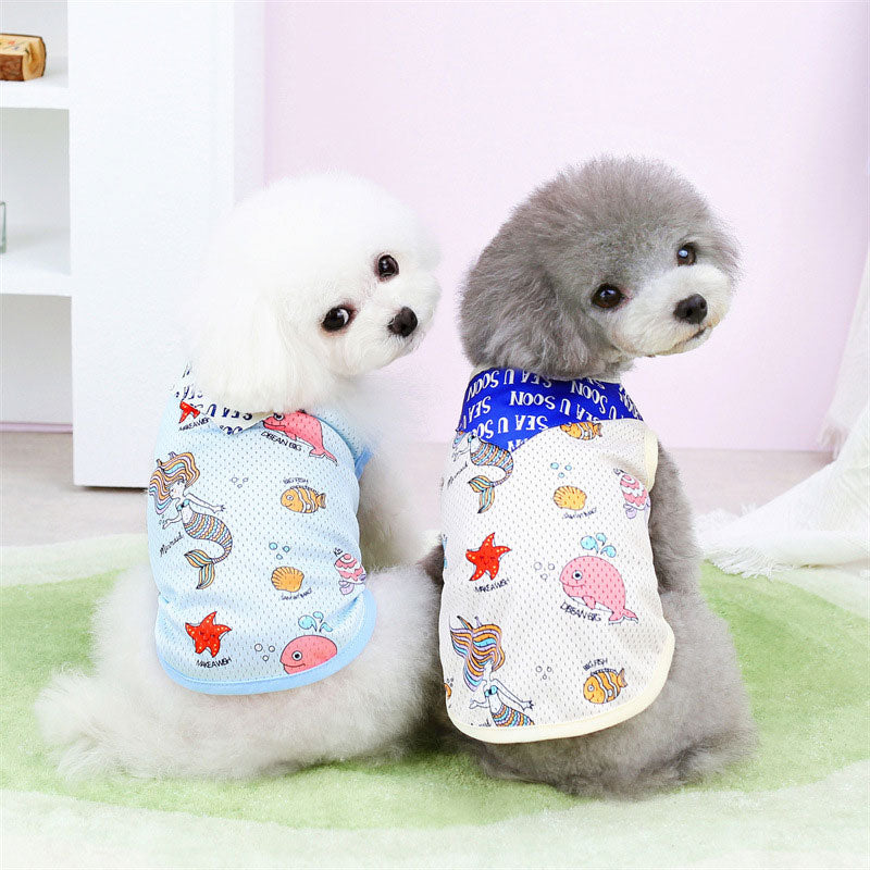 【犬服 犬 服 犬の服 春秋服 夏服用】シースカーフメッシュシャツ【マーメイド 冷房抜け毛対策 ドッグ ペット ウェア ダックス トイプードル チワワ タムベディ涼しい ヨーキー 】[CN][GI]