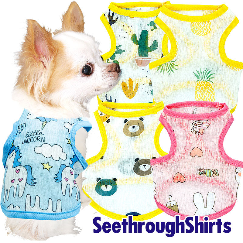 【犬 夏服 犬の服 春服用】シースルーシャツ【ドッグウェア ペット アウトレット フルーツ くま ユニコーン ダックス トイプードル チワワ 服 タムベディ おしゃれ シーズー】[CN]