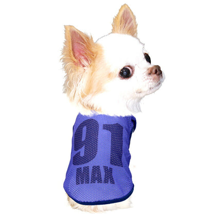 【犬服 犬 服 犬の服 夏服】愛犬のお名前入り シャドーナンバー メッシュシャツ【背番号 遮断熱 涼しい 濡らす クール 袖なし 日本製ドッグ ペット ウェア ダックス トイプードル チワワ タムベディ ポメラニアン】(S/M/N/H/)