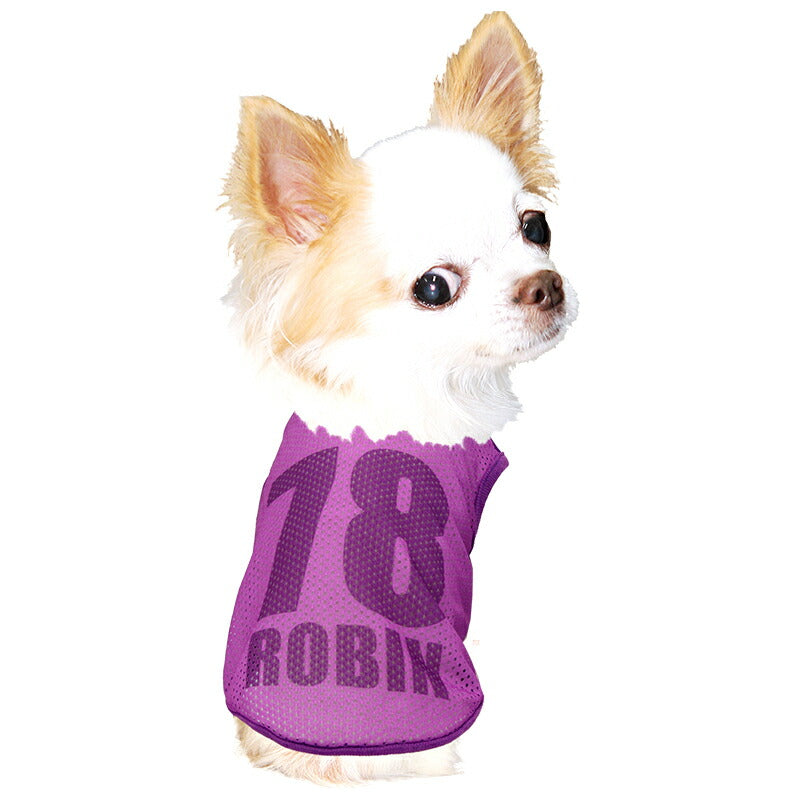 【犬服 犬 服 犬の服 夏服】愛犬のお名前入り シャドーナンバー メッシュシャツ【背番号 遮断熱 涼しい 濡らす クール 袖なし 日本製ドッグ ペット ウェア ダックス トイプードル チワワ タムベディ ポメラニアン】(S/M/N/H/)