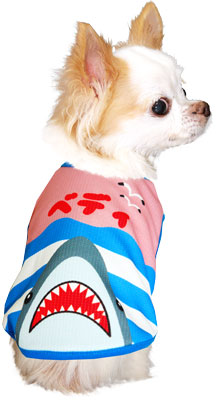 【犬 夏服 犬の服 名入れ 春服用】ひんやり 接触冷感素材 クール 愛犬のお名前入り シャーク ノースリーブ【ドッグウェア トイプードル チワワ おもしろ シーズー 暑さ対策 タムベディ】(S/B/N/H/)