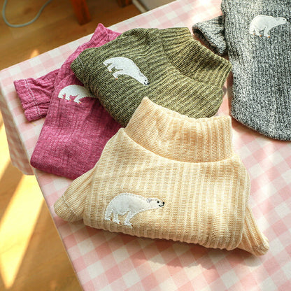 【犬服 犬 服 犬の服 秋服 冬服用】シロクマセーター【刺繍 ワンポイント 袖あり 柔らかいドッグ ペット ウェア ダックス トイプードル チワワ タムベディおしゃれ マルチーズ 】[CN]