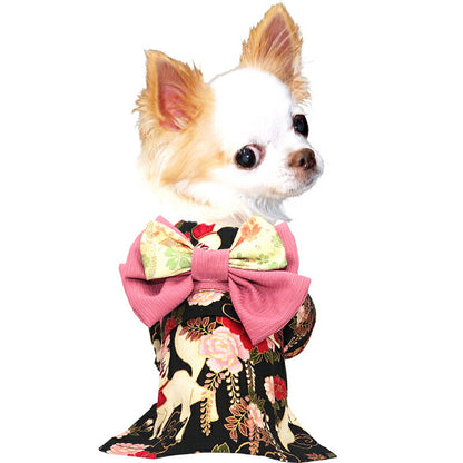【着物 犬 服 犬の服 秋服 冬服用】艶やか晴れ着 白妙(しろたえ)《名入れ可能》《コサージュ別売》【日本製 和柄 正月 年賀状 初詣 花柄 ドッグ ペット ウェア ダックス トイプードル チワワ タムベディ】