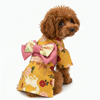 【着物 犬 服 犬の服 秋服 冬服用】艶やか晴れ着 白妙(しろたえ)《名入れ可能》《コサージュ別売》【日本製 和柄 正月 年賀状 初詣 花柄 ドッグ ペット ウェア ダックス トイプードル チワワ タムベディ】