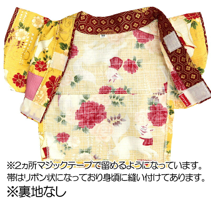 【着物 犬 服 犬の服 秋服 冬服用】艶やか晴れ着 白妙(しろたえ)《名入れ可能》《コサージュ別売》【日本製 和柄 正月 年賀状 初詣 花柄 ドッグ ペット ウェア ダックス トイプードル チワワ タムベディ】