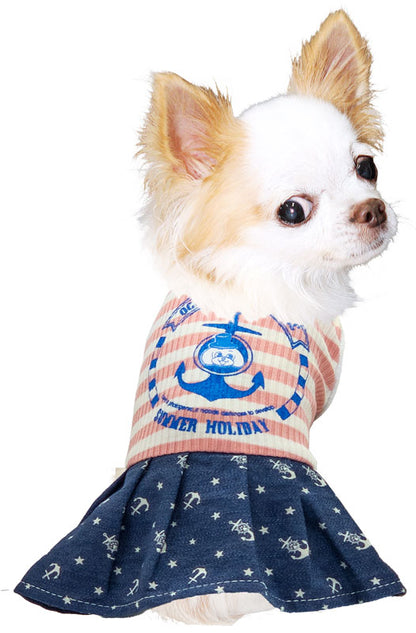 【犬服 犬 服 犬の服】サマーホリデーワンピース【ドッグウェア ペット フリル イカリマーク アウトレット ダックス トイプードル チワワ 服 タムベディ かわいい パグ 春服 夏服用】[CN][GI]
