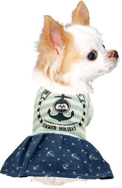 【犬服 犬 服 犬の服】サマーホリデーワンピース【ドッグウェア ペット フリル イカリマーク アウトレット ダックス トイプードル チワワ 服 タムベディ かわいい パグ 春服 夏服用】[CN][GI]