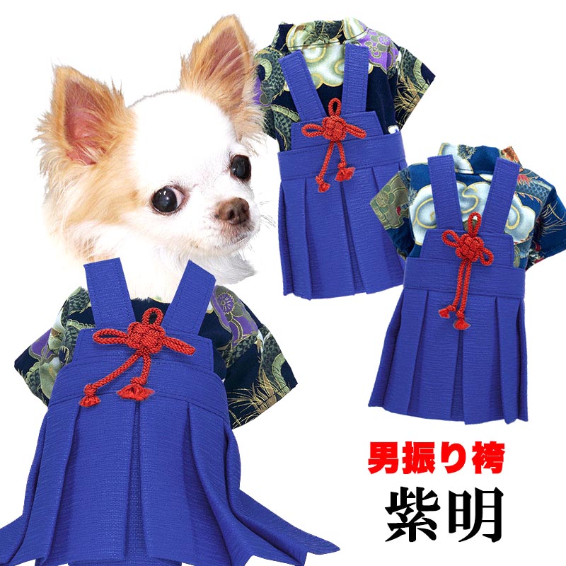 【犬服 犬 服 犬の服 秋服 冬服用 着物】男振り袴(はかま)紫明(しめい)《名入れ可能》【晴れ着 雲龍 和装 正月 初詣 和柄 男の子 ドッグ ペット ウェア ダックス トイプードル チワワ タムベディ男前】