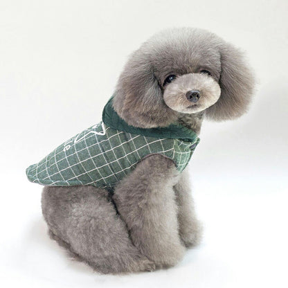 【犬服 犬 服 犬の服 秋服 冬服用】スマイルスターチェックアウター【ドッグウェア 裏起毛 前開き ボタン ニコちゃん ペット ダックス トイプードル チワワ タムベディパピヨン】[CN][GI]