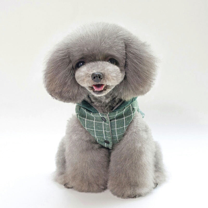 【犬服 犬 服 犬の服 秋服 冬服用】スマイルスターチェックアウター【ドッグウェア 裏起毛 前開き ボタン ニコちゃん ペット ダックス トイプードル チワワ タムベディパピヨン】[CN][GI]