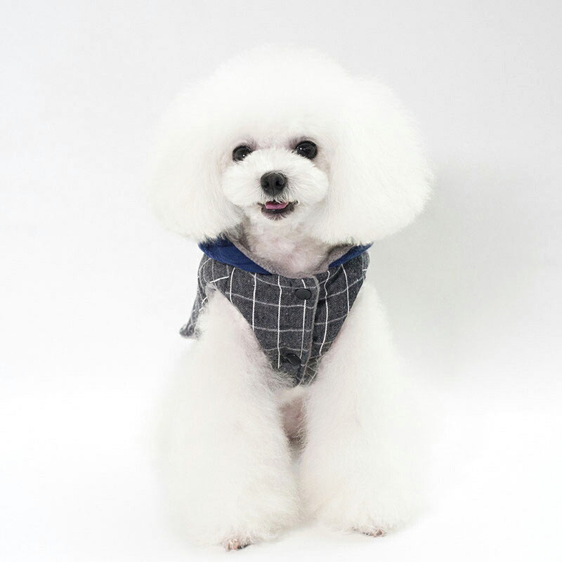【犬服 犬 服 犬の服 秋服 冬服用】スマイルスターチェックアウター【ドッグウェア 裏起毛 前開き ボタン ニコちゃん ペット ダックス トイプードル チワワ タムベディパピヨン】[CN][GI]