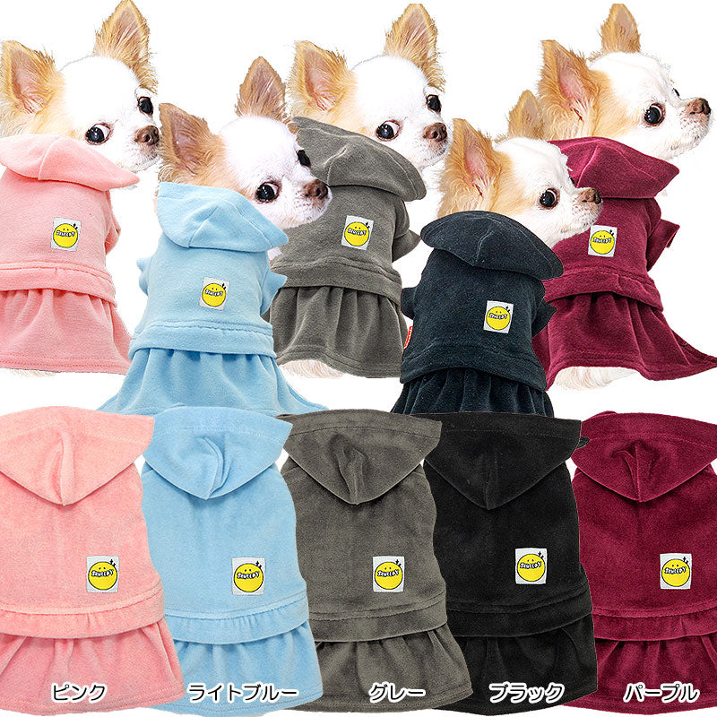 【犬服 犬 服 犬の服】スマイルタムベロアワンピース【ドッグウェア ペット ベロア クラウン 王冠 チワワ ダックス トイプードル おしゃれ マルチーズ タムベディ】[GI]