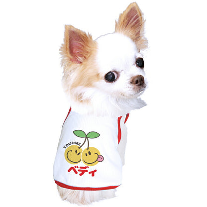 【犬服 犬 服 犬の服 名入れ 春 夏服用】愛犬のお名前入り 接触冷感素材クール スマイルツインズ タンクトップ 中型犬用 【ひんやり さくらんぼ ドッグウェア トイプードル チワワ タムベディ】(O/B/T/H/)