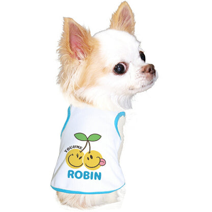 【犬服 犬 服 犬の服 名入れ 春 夏服用】愛犬のお名前入り 接触冷感素材クール スマイルツインズ タンクトップ 中型犬用 【ひんやり さくらんぼ ドッグウェア トイプードル チワワ タムベディ】(O/B/T/H/)
