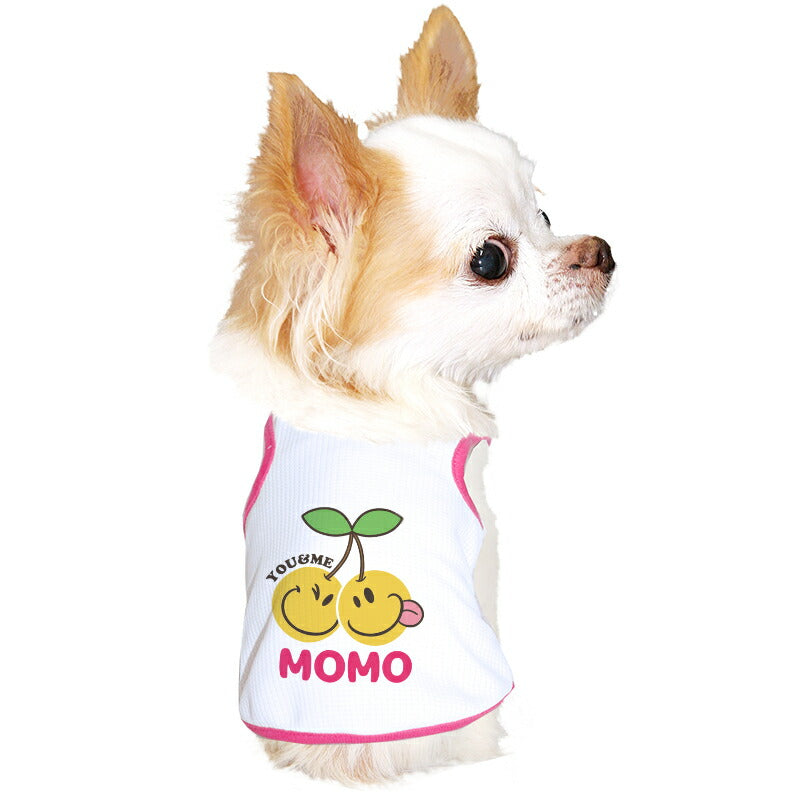 【犬服 犬 服 犬の服 名入れ 春 夏服用】愛犬のお名前入り 接触冷感素材クール スマイルツインズ タンクトップ 【ひんやり さくらんぼ ドッグウェア トイプードル チワワ タムベディ】(O/B/T/H/)