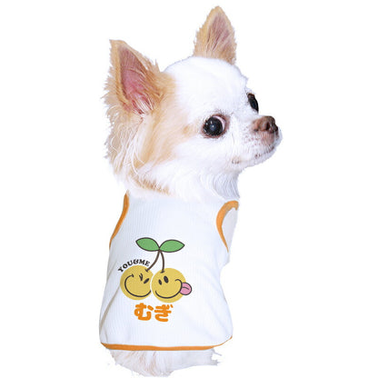 【犬服 犬 服 犬の服 名入れ 春 夏服用】愛犬のお名前入り 接触冷感素材クール スマイルツインズ タンクトップ 【ひんやり さくらんぼ ドッグウェア トイプードル チワワ タムベディ】(O/B/T/H/)