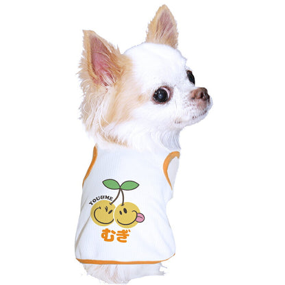 【犬服 犬 服 犬の服 名入れ 春 夏服用】愛犬のお名前入り 接触冷感素材クール スマイルツインズ タンクトップ 中型犬用 【ひんやり さくらんぼ ドッグウェア トイプードル チワワ タムベディ】(O/B/T/H/)