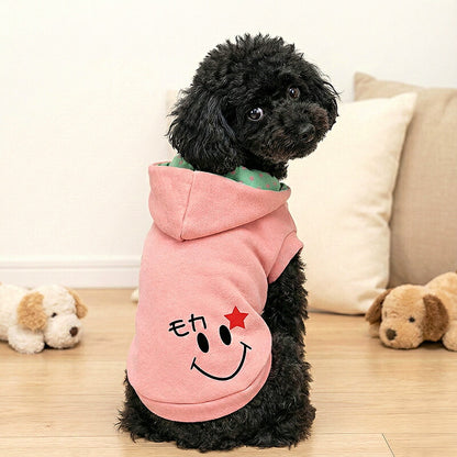 【犬服 犬 服 犬服 犬の服 ドッグウェア 名入れ】愛犬のお名前入り スマイリー パーカー【スマイル ニコちゃん ぺット 室内 トイプードル チワワ ダックス 服 キュート パピヨン タムベディ】(O/F/RI/L/)【予約商品】