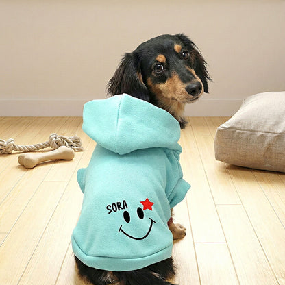 【犬服 犬 服 犬服 犬の服 ドッグウェア 名入れ】愛犬のお名前入り スマイリー パーカー【スマイル ニコちゃん ぺット 室内 トイプードル チワワ ダックス 服 キュート パピヨン タムベディ】(O/F/RI/L/)【予約商品】